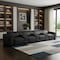 Homeroots 170" Black Top Grain Leather Reclining Metal USB Sofa 720420 - alternate 4