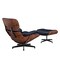 Homeroots 28" Black and Rosewood Tufted Genuine Leather Lounge Chair With Ottoman 636337 - alternate 1