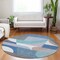 Homeroots 8' Sky Blue Teal Blue And Brown Round Geometric Washable Indoor Outdoor Area Rug 616744 - alternate 4