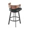 Armen Living Lacey 26in Swivel Counter Stool in Black Iron with Walnut Finish and Vintage Black Faux Leather LCLABABLKWA26 - alternate 2