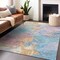 Homeroots 3' X 5' Teal Blue Gold And Pink Abstract Washable Indoor Outdoor Area Rug 618556 - alternate 5