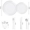 Elama 150 Piece Disposable Plastic Dinnerware Party Set for 25 Guests in White with Silver Trim 750124339M - alternate 3