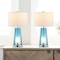 Jonathan Y Tryon 26" Modern Minimalist Glass/Iron Nightlight LED Table Lamp, Chrome/Clear Blue, 2PK JYL1137B-SET2 - alternate 3