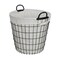 Homeroots White Fabric Lined Metal Laundry Type Basket With Handle 379817 - alternate 3
