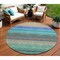 Homeroots 8' Sage Teal Blue And Tan Round Striped Washable Indoor Outdoor Area Rug 614829 - alternate 1