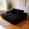 Homeroots 82" Black Corduroy Modular Sofa Chaise And Toss Pillows 634781 - alternate 3
