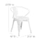 Flash Furniture White Metal Indoor-Outdoor Chair with Arms, PK4 4-CH-31270-WH-GG - alternate 5