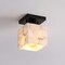 Jonathan Y Alessia 5" 1-Light Modern Contemporary Alabaster/Iron Cube LED Semi Flush Mount, White Marbling/Black JYL1202B - alternate 6