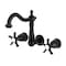 Kingston Brass Double-Handle Wall Mount Bathroom Faucet, Matte Black KS1250NX - alternate 1