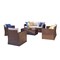Homeroots Five Piece Outdoor Dark Brown Wicker Sofa Seating Group with Beige Cushions 558547 - alternate 3