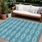 Homeroots 10' X 14' Teal Blue Gray And Ivory Geometric Washable Indoor Outdoor Area Rug 599675 - alternate 1