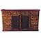 Homeroots 72in Brown And Red Distressed Solid Wood Carved Scrollwork Ten Drawer Buffet Table with Two Doors 488470 - alternate 1
