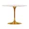 Homeroots 40" White And Gold Rounded Stone And Metal Pedestal Base Dining Table 520848 - alternate 3