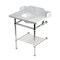 Kingston Brass 30-Inch Carrara Marble Console Sink with Brass Legs and Shelf, 8-Inch, 3-Hole LMS30MBB6 - alternate 1