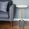 Homeroots 22" Gold Gray And White Marble And Iron Round Pedestal End Table 556506 - alternate 1