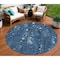 Homeroots 8' Blue And Ivory Round Abstract Washable Indoor Outdoor Area Rug 631163 - alternate 1