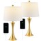 Jonathan Y Bennett 22.75" Modern Glam Iron Hourglass LED Table Lamp with USB Charging Port, Brass Gold, 2PK JYL6621A-SET2 - alternate 1