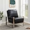Leisuremod Jefferson Leather Modern Design Accent Armchair with Elegant Silver Frame, Black JAS29BL-L - alternate 4
