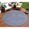 Homeroots 8' Denim Blue Round Geometric Washable Indoor Outdoor Area Rug 607478 - alternate 1