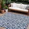 Homeroots 9' X 12' Navy Blue And Ivory Geometric Washable Indoor Outdoor Area Rug 594861 - alternate 1