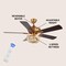 Jonathan Y Erin 52" 3-Light Rustic Farmhouse Iron/Wood Bead Mobile-App/Remote-Controlled LED Ceiling Fan, Antiqu JYL9618A - alternate 4
