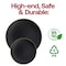 Smarty Had A Party Black with Gold Rim Organic Round Plastic Dinnerware Set (120 Dinner Plates+120 Salad Plates), 240PK 930BGVP-CASE - alternate 4