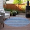 Homeroots 8' Sky Blue And Navy Blue Round Striped Washable Indoor Outdoor Area Rug 577807 - alternate 5
