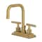 Kingston Brass Knurled Double-Handle 4" Centerset Bathroom Faucet with Brass Pop-Up, Brushed Brass KS6647KNL - alternate 1