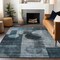 Homeroots 10' X 14' Teal Blue Gray And Charcoal Geometric Washable Indoor Outdoor Area Rug 604347 - alternate 2