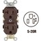 Leviton Duplex Receptacle, 2-Pole, 20 A, 125 VAC, Side Wiring, NEMA: 5-20R, Brown 0CR20-00S - alternate 2