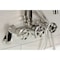 Kingston Brass Three-Handle 2-Hole Adjustable Wall Mount Clawfoot Tub Faucet with Knurled Handle and Hand Shower AE8156RKX - alternate 2