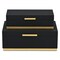 Homeroots Set of Two Black And Gold Striped Nesting Storage Boxes With Lids, 2PK 712925 - alternate 4