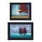 Homeroots Set Of Two Red Trees 2 Black Framed Print Wall Art, 2PK 406113 - alternate 1