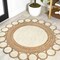 Jonathan Y Skye Two-Tone Jute Circle Border Cream/Natural 5 ft Round Area Rug RNF113A-5R - alternate 1