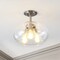 Jonathan Y Lina 13.75" 3-Light Modern Industrial Iron/Seeded Glass LED Semi Flush Mount, Nickel/Clear JYL7565A - alternate 3