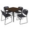 Regency Square Kahlo Breakroom Table W/ 4 Zeng Stack Chairs, 42 in W, 42 in L, Neo Walnut TPL4242NWBK44BK - alternate 1