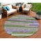 Homeroots 8' Moss Green Olive Green And Purple Round Striped Washable Indoor Outdoor Area Rug 613268 - alternate 1
