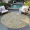 Homeroots 8' Wheat Blue And Ivory Round Floral Washable Indoor Outdoor Area Rug 597856 - alternate 5