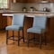 Homeroots Set of Two 25" Gray and Espresso Fabric and Solid Wood Counter Height Bar Chairs, 2PK 573444 - alternate 3