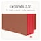 Pendaflex End Tab File Pocket, Red Gusset, 3.5" Expansion Letter Size, Brown/Red, 10PK 1007024 - alternate 2