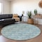 Homeroots 8' Teal Blue And Ivory Round Geometric Washable Indoor Outdoor Area Rug 595039 - alternate 2