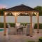 Sunjoy Outdoor Patio 9x9 ft Cedar Framed Gazebo with Brown Steel and Polycarbonate Hip Roof Hardtop A102007060 - alternate 4