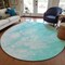 Homeroots 8' Aqua Ivory And Teal Blue Round Abstract Washable Indoor Outdoor Area Rug 582196 - alternate 4