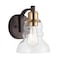 Jonathan Y Manhattan Vintage 6.5" 1-Light Metal/Glass Industrial Rustic LED Vanity, Brass Gold/Oil Rubbed Bronze JYL3544A - alternate 4