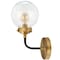 Jonathan Y Caleb 6" 1-Light Contemporary Transitional Iron/Glass LED Vanity Light, Brass Gold/Black JYL9009A - alternate 2