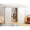 Vdomdoors Modern Double Barn Door 84" x 96" inches / Mela 0755 Painted White / 13FT Silver Rail Track Set / S MELA0755DB-S-BEM-8496 - alternate 1