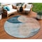 Homeroots 8' Rust Beige And Teal Blue Round Geometric Washable Indoor Outdoor Area Rug 604937 - alternate 1