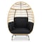 Serenelife Jovial Wicker Rattan Egg Chair, Indoor Outdoor Black Sofa Chair for Patio Backyard and Living Room SLEGFB64 - alternate 1