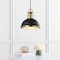 Jonathan Y Homer 13" 1-Light Modern Industrial Metal LED Dome Pendant, Black/Brass Gold JYL9536A - alternate 5
