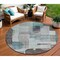 Homeroots 8' Teal Blue Gray And Charcoal Round Abstract Washable Indoor Outdoor Area Rug 604386 - alternate 1